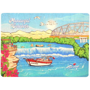 Manavgat Themed Wooden Uv Printed Souvenir Fridge Magnet 93x68 mm - 4