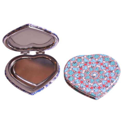 Mandala Themed Custom Printed Heart Shape Compact Mirror - 5