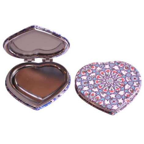 Mandala Themed Custom Printed Heart Shape Compact Mirror - 6