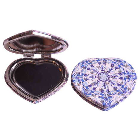 Mandala Themed Custom Printed Heart Shape Compact Mirror - 7