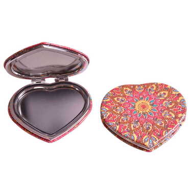 Mandala Themed Custom Printed Heart Shape Compact Mirror - 8