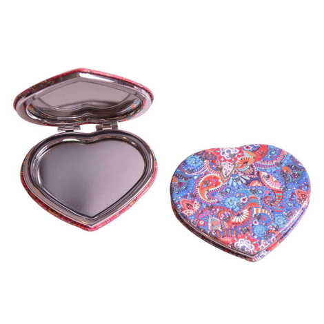 Mandala Themed Custom Printed Heart Shape Compact Mirror - 10