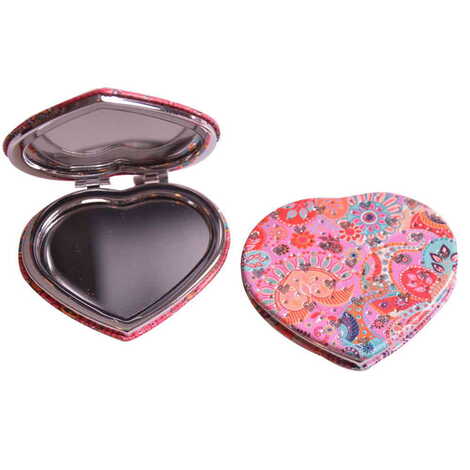 Mandala Themed Custom Printed Heart Shape Compact Mirror - 11