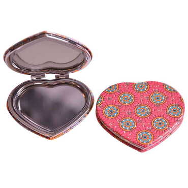 Mandala Themed Custom Printed Heart Shape Compact Mirror - 14