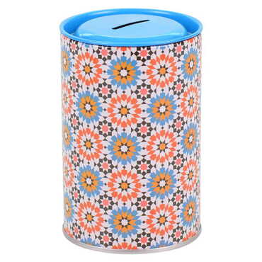 Mandala Themed Customised Kids Tin Round Coin Box 83x83x125 mm - 5