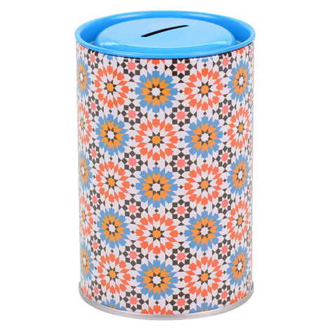 Mandala Themed Customised Kids Tin Round Coin Box 83x83x125 mm - 5