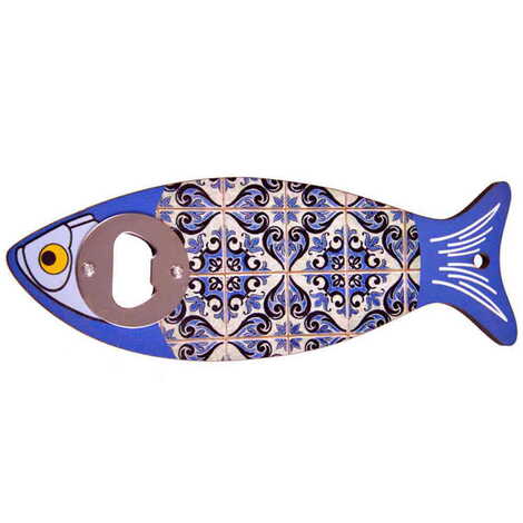 Mandala Themed Fish Shaped Printed MDF Wooden Bottle Opener 190x70 mm - 5