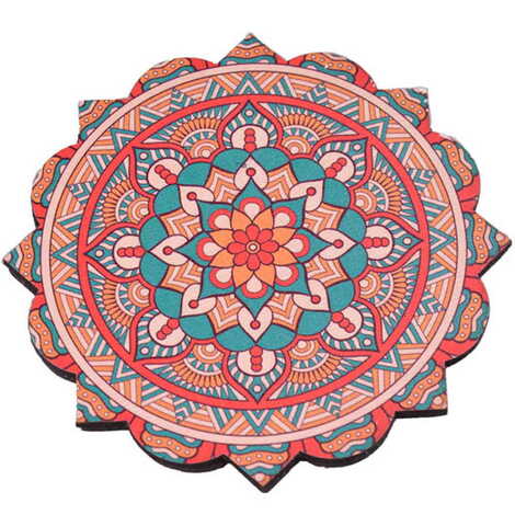 Mandala Themed Wooden Customised Souvenir Coaster 90mm - 6