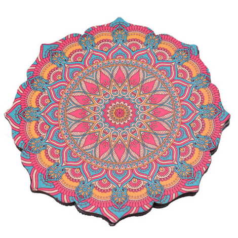 Mandala Themed Wooden Customised Souvenir Coaster Set of 2 pcs 90 mm - 7