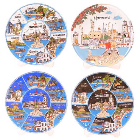 Marmaris Region Themed Glass Decorative Plate 14 Cm - 2