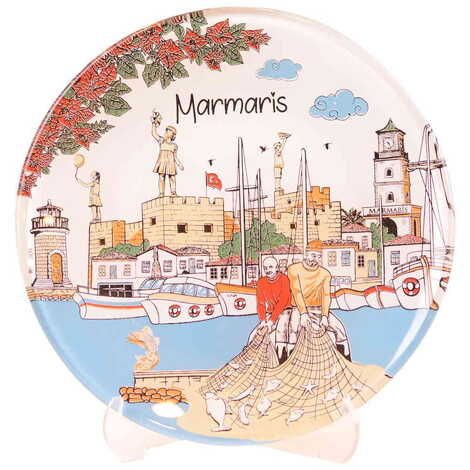 Marmaris Region Themed Glass Decorative Plate 14 Cm - 4