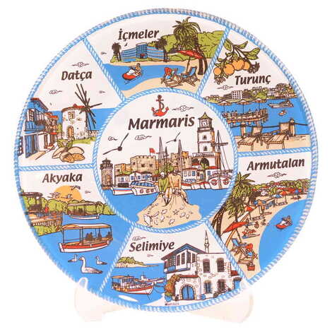 Marmaris Region Themed Glass Decorative Plate 14 Cm - 5