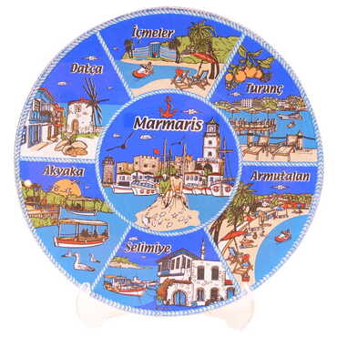 Marmaris Region Themed Glass Decorative Plate 14 Cm - 6