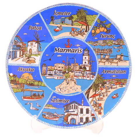 Marmaris Region Themed Glass Decorative Plate 14 Cm - 6