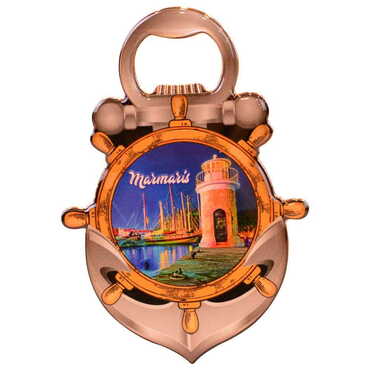 Marmaris Themed Anchor Shaped Metal Magnetic Bottle Opener 105x72 mm - 7