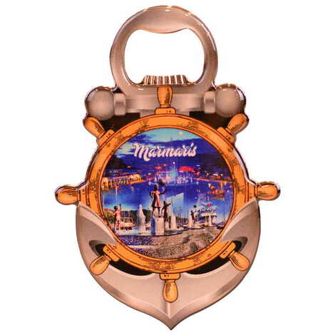 Marmaris Themed Anchor Shaped Metal Magnetic Bottle Opener 105x72 mm - 8