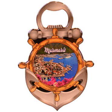 Marmaris Themed Anchor Shaped Metal Magnetic Bottle Opener 105x72 mm - 9