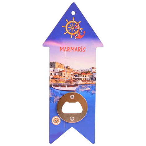 Marmaris Themed Arrow Shaped Printed MDF Wooden Bottle Opener 193x82 mm - 3