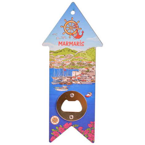 Marmaris Themed Arrow Shaped Printed MDF Wooden Bottle Opener 193x82 mm - 4