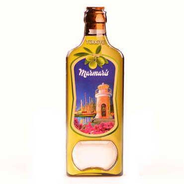 Marmaris Themed Bottle Shaped Metal Magnetic Bottle Opener 115x39 mm - 4