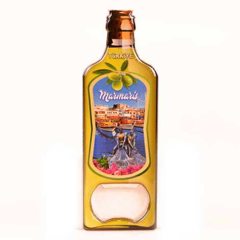 Marmaris Themed Bottle Shaped Metal Magnetic Bottle Opener 115x39 mm - 5