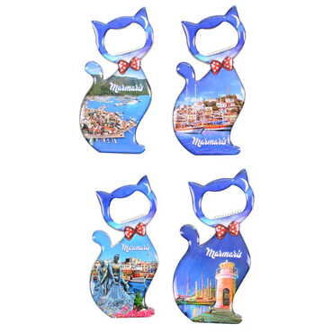 Marmaris Themed Cat Shaped Metal Magnetic Bottle Opener 97x48 mm - 3