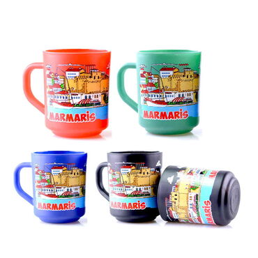 Marmaris Themed Colored Glass Mug - 3