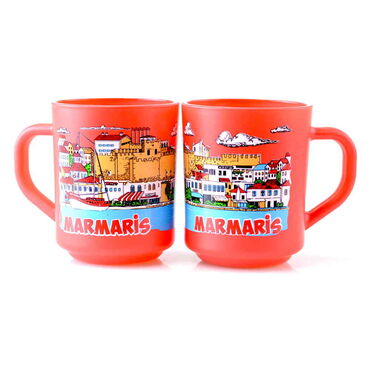 Marmaris Themed Colored Glass Mug - 4