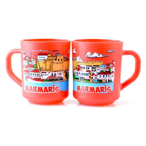 Marmaris Themed Colored Glass Mug - 4