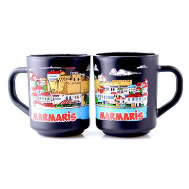 Marmaris Themed Colored Glass Mug - 6