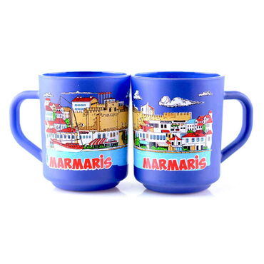 Marmaris Themed Colored Glass Mug - 7