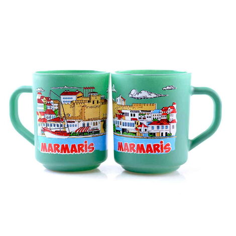 Marmaris Themed Colored Glass Mug - 8