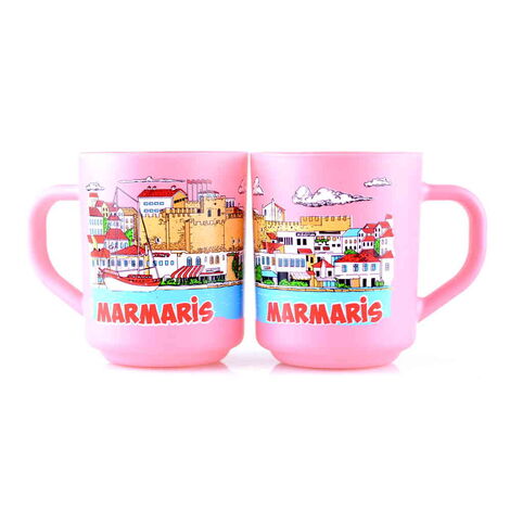 Marmaris Themed Colored Glass Mug - 9