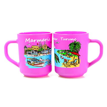 Marmaris Themed Colored Glass Mug - 12