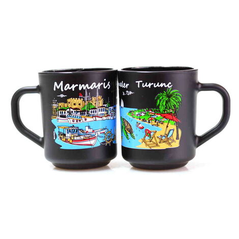 Marmaris Themed Colored Glass Mug - 13