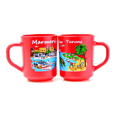 Marmaris Themed Colored Glass Mug - 16