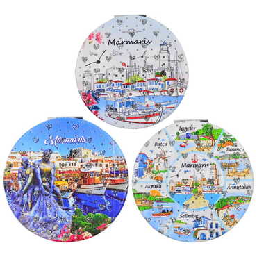 Marmaris Themed Custom Printed Round Pocket Mirror - 4