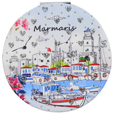 Marmaris Themed Custom Printed Round Pocket Mirror - 5