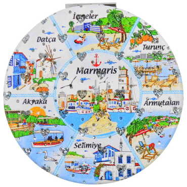 Marmaris Themed Custom Printed Round Pocket Mirror - 6