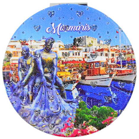 Marmaris Themed Custom Printed Round Pocket Mirror - 7