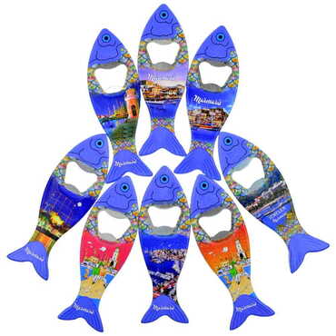 Marmaris Themed Customised UV Printed Fish Shape Printed Plastic Base Bottle Opener 42x130 mm - 3