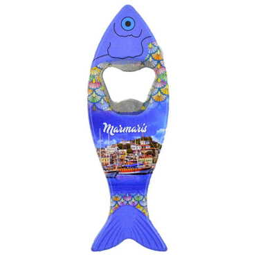 Marmaris Themed Customised UV Printed Fish Shape Printed Plastic Base Bottle Opener 42x130 mm - 4