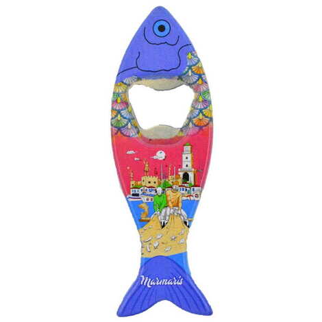 Marmaris Themed Customised UV Printed Fish Shape Printed Plastic Base Bottle Opener 42x130 mm - 5