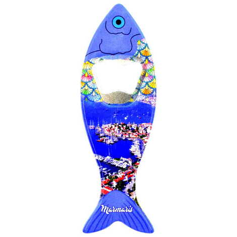 Marmaris Themed Customised UV Printed Fish Shape Printed Plastic Base Bottle Opener 42x130 mm - 6