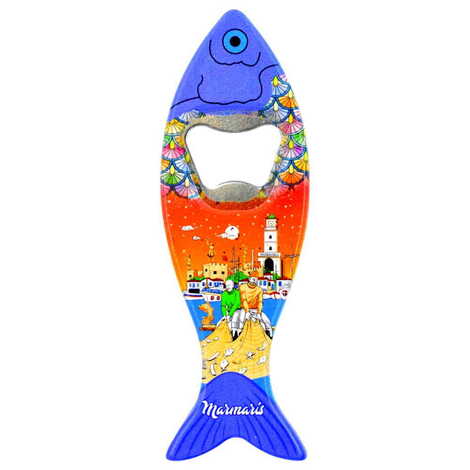 Marmaris Themed Customised UV Printed Fish Shape Printed Plastic Base Bottle Opener 42x130 mm - 7