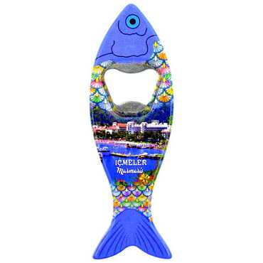 Marmaris Themed Customised UV Printed Fish Shape Printed Plastic Base Bottle Opener 42x130 mm - 8