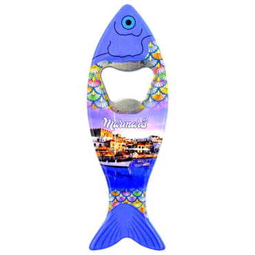 Marmaris Themed Customised UV Printed Fish Shape Printed Plastic Base Bottle Opener 42x130 mm - 9