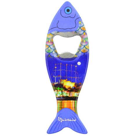 Marmaris Themed Customised UV Printed Fish Shape Printed Plastic Base Bottle Opener 42x130 mm - 10