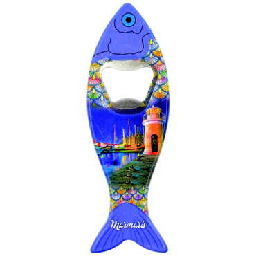 Marmaris Themed Customised UV Printed Fish Shape Printed Plastic Base Bottle Opener 42x130 mm - 11