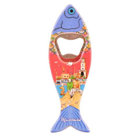 Marmaris Themed Customised UV Printed Fish Shape Printed Plastic Base Bottle Opener 42x130 mm - 12